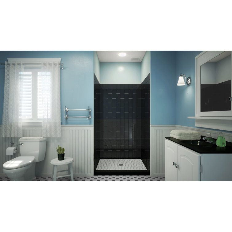 QWALL-VS Black Acrylic Alcove Shower Kit