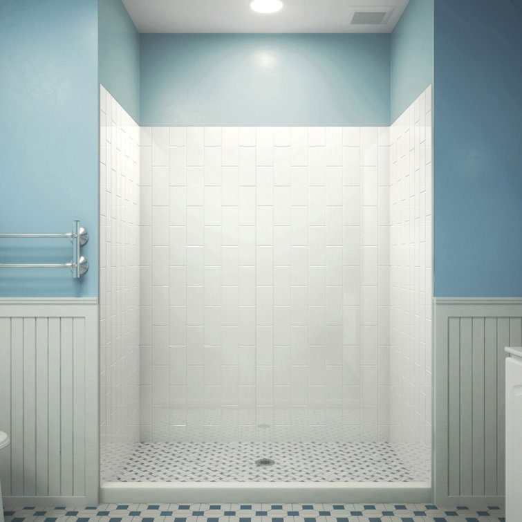 QWALL-VS Black Acrylic Alcove Shower Kit