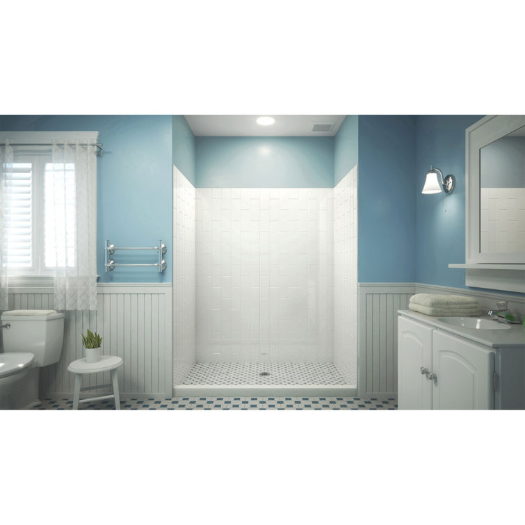 QWALL-VS Black Acrylic Alcove Shower Kit