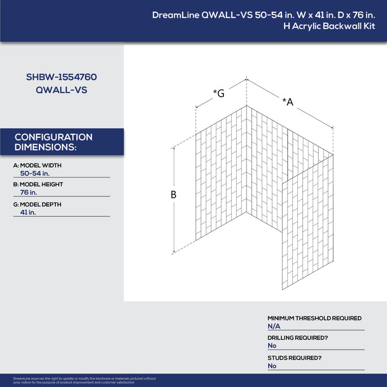 QWALL-VS 36" x 41.5" Biscuit Acrylic Shower Kit