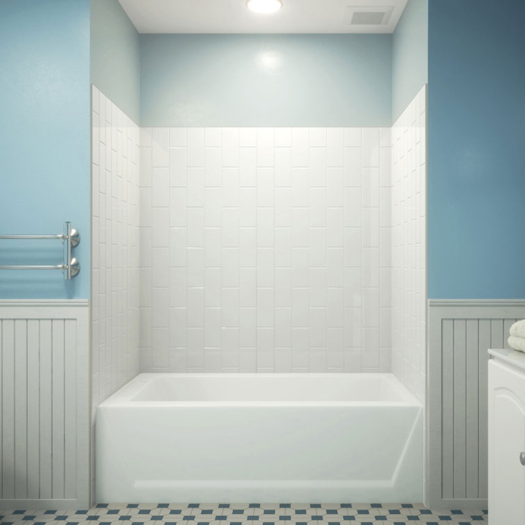 White Acrylic 76" High Shower Backwall Kit