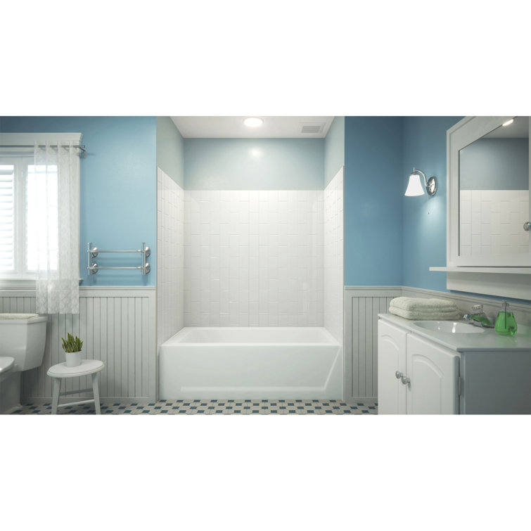 White Acrylic 76" High Shower Backwall Kit