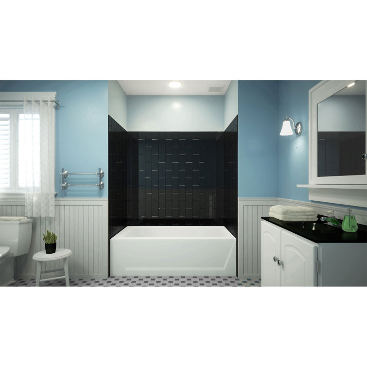 QWALL-VS Black Acrylic Alcove Shower Kit