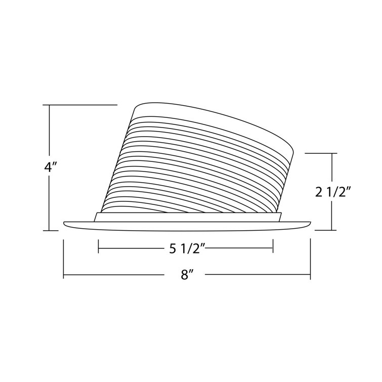 White Alloy Steel 6'' Recessed Sloped Ceiling Baffle Trim