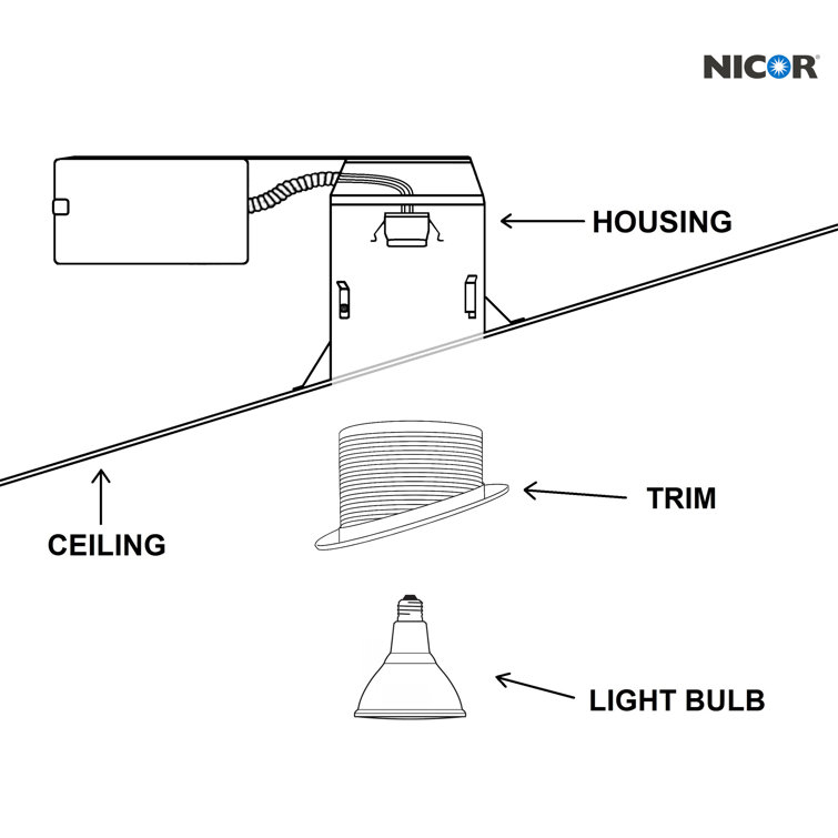 White Alloy Steel 6'' Recessed Sloped Ceiling Baffle Trim