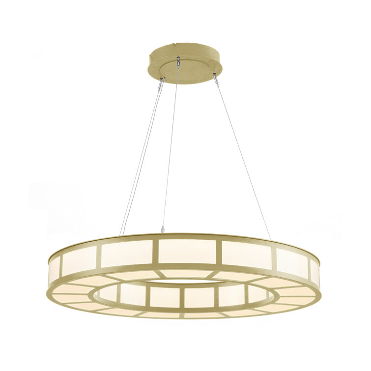 Carlyle Metro 35.5'' Gilded Brass Drum Chandelier with White Glass