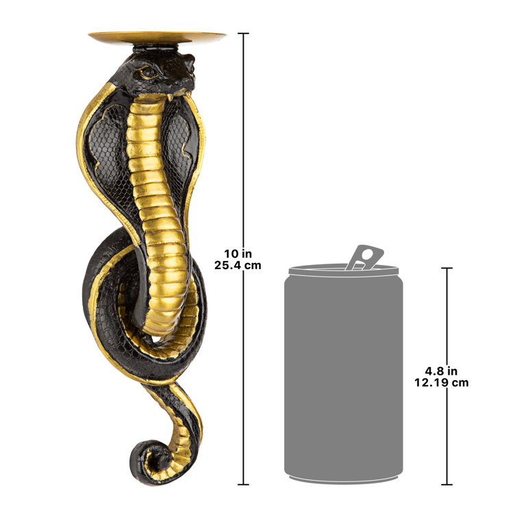 Antiqued Gold Renenutet Cobra Goddess Resin Wall Sconces, Set of Two