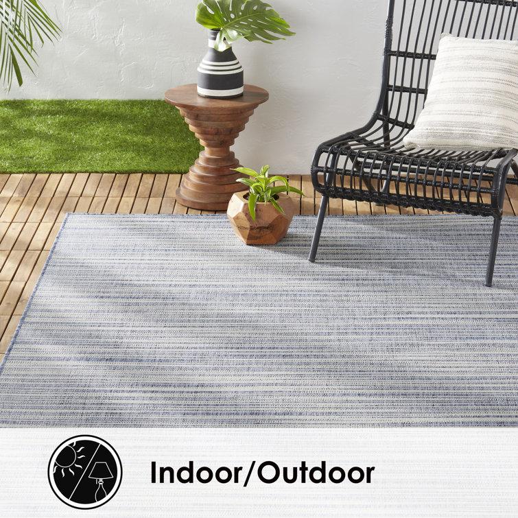 Nicole Miller Blue and Beige Abstract Indoor/Outdoor Rug