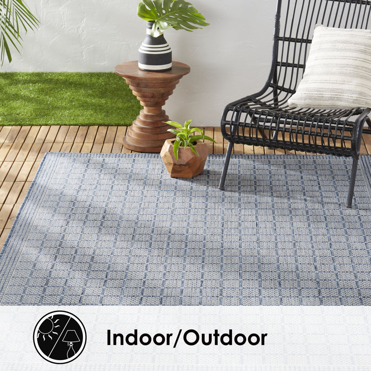 Luna Modern Geometric Blue/Gray Indoor/Outdoor Rectangular Rug