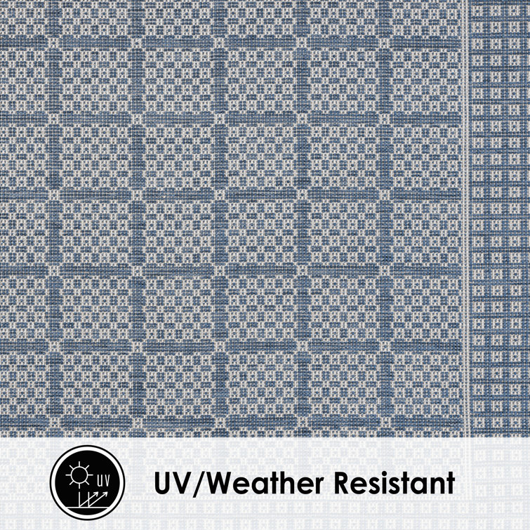 Luna Modern Geometric Blue/Gray Indoor/Outdoor Rectangular Rug