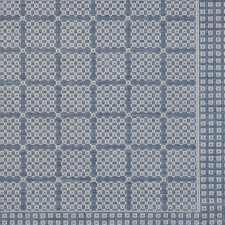 Luna Modern Geometric Blue/Gray Indoor/Outdoor Rectangular Rug