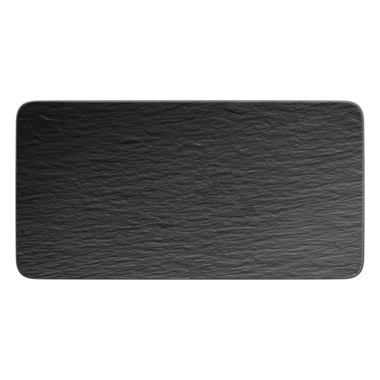 Black Textured Ceramic Rectangular Serving Tray