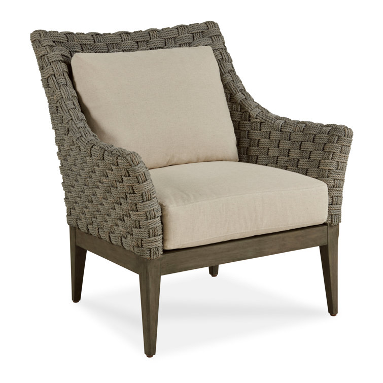 Flax Linen and Grey Beech Wood 32.5'' Lounge Chair