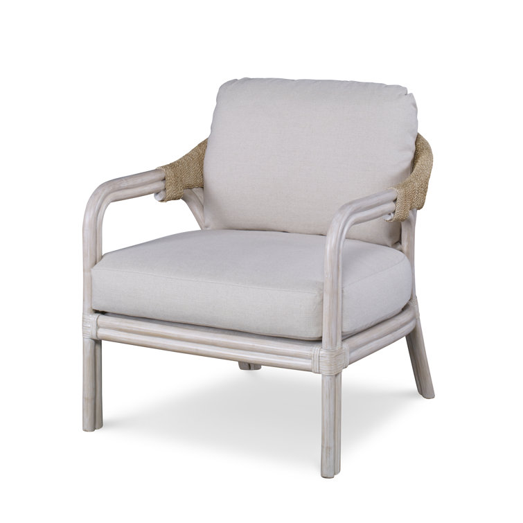 Natural White Leather and Rattan Lounge Chair