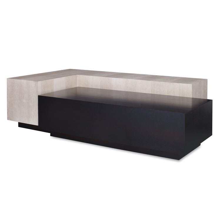 Modern Grand Tour Rectangular Coffee Table in Dark Walnut and Cerused Oak