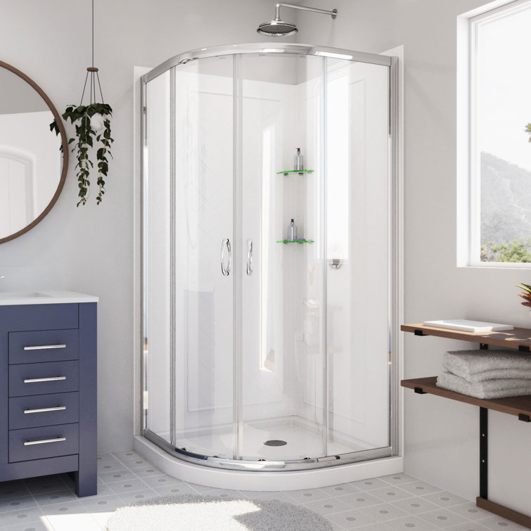 Prime 38" Round Frameless Shower Enclosure with Frosted Glass