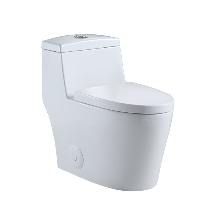 White Ceramic Dual Flush Elongated One-Piece Toilet
