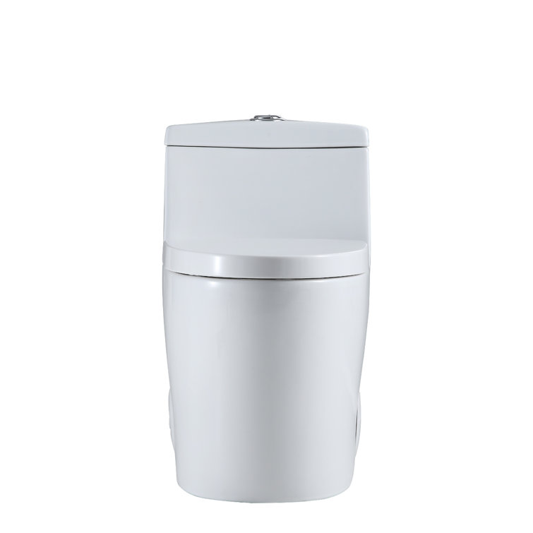 White Ceramic Dual Flush Elongated One-Piece Toilet