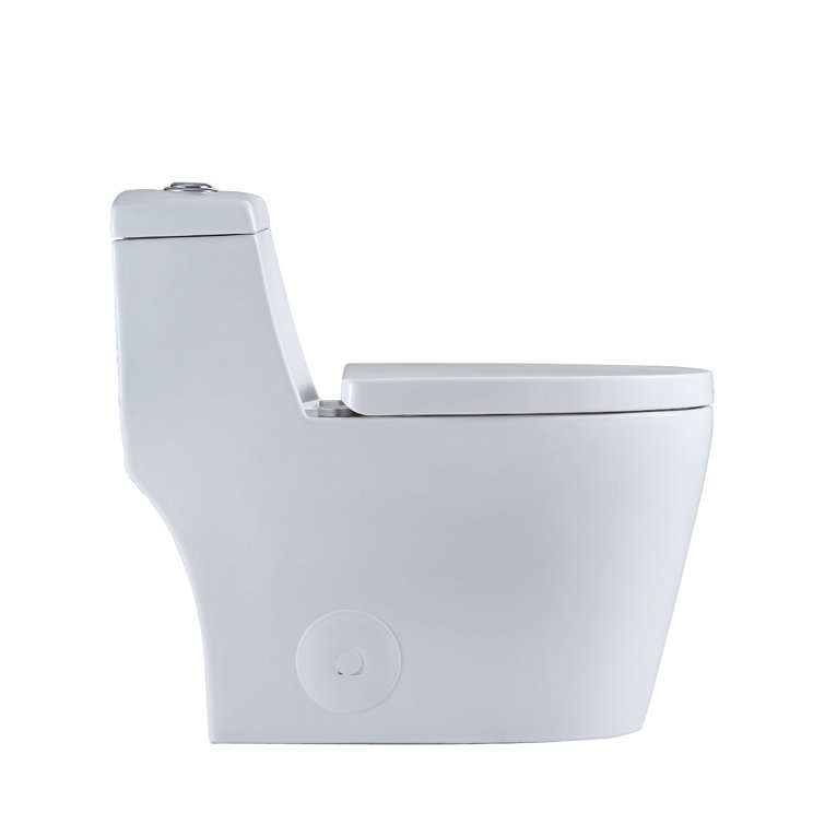 White Ceramic Dual Flush Elongated One-Piece Toilet