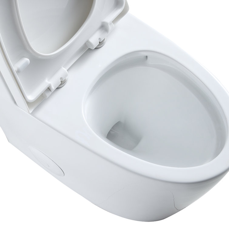 White Ceramic Dual Flush Elongated One-Piece Toilet