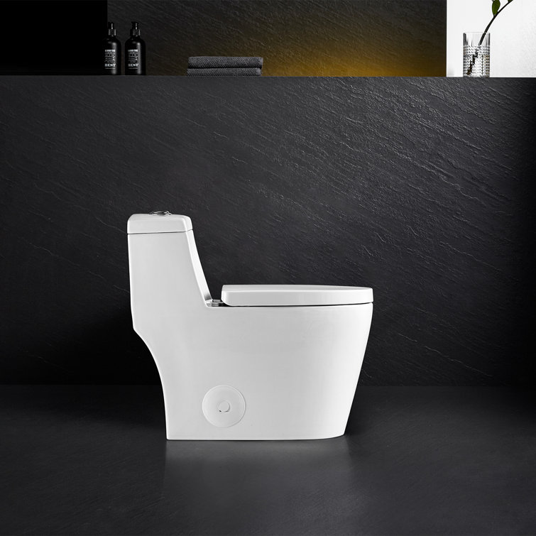 White Ceramic Dual Flush Elongated One-Piece Toilet