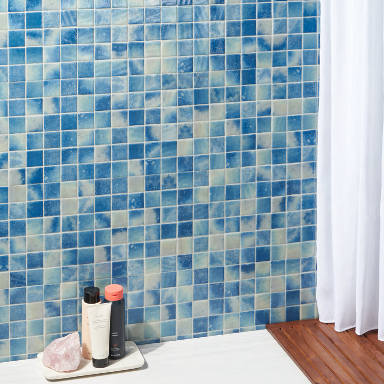 Whirlpool Blue Glass Mosaic Tile for Walls and Floors