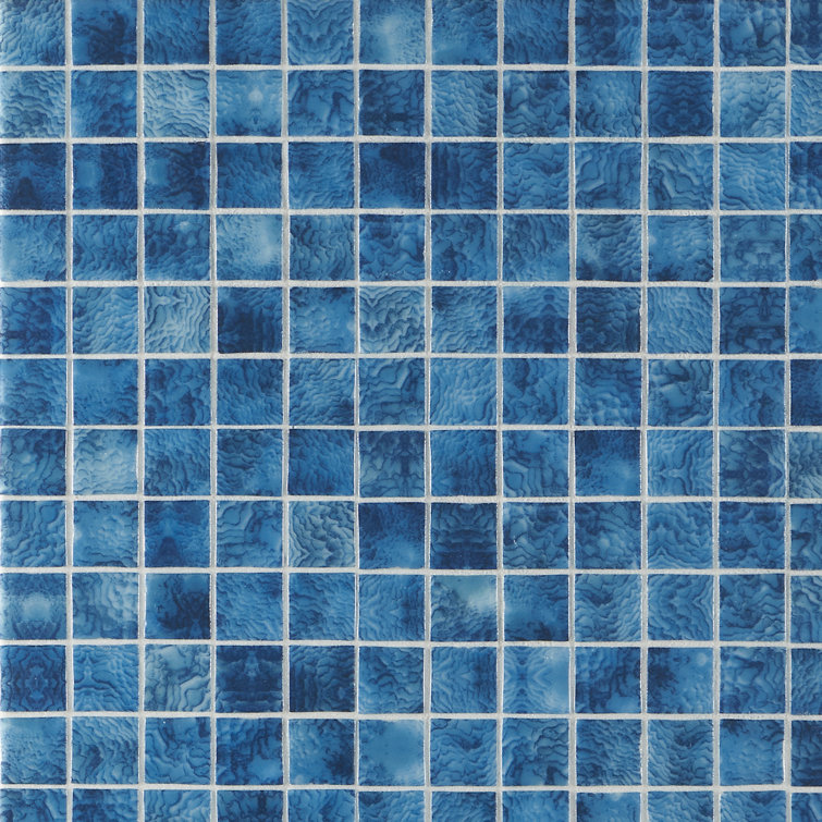 Whirlpool Blue Polished Glass Mosaic Tile Sheet