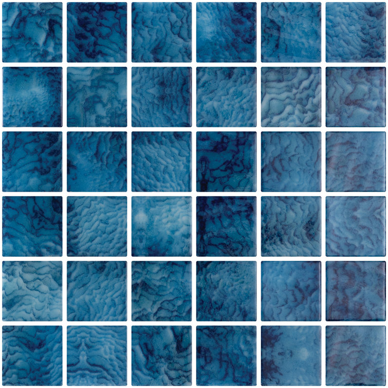 Whirlpool Blue Polished Glass Mosaic Tile Sheet