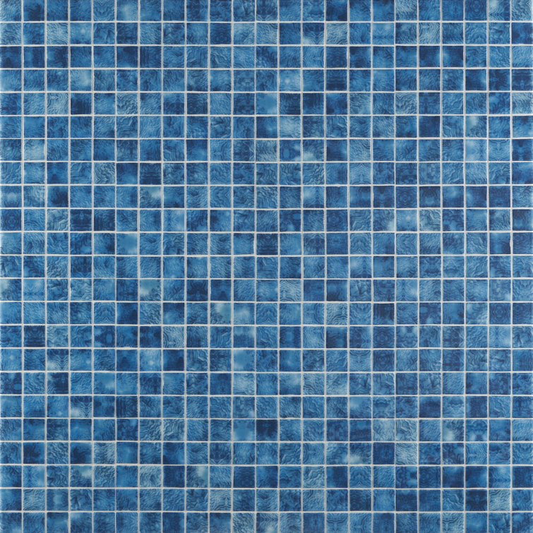 Whirlpool Blue Polished Glass Mosaic Tile Sheet