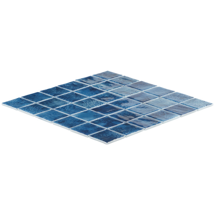 Whirlpool Blue Polished Glass Mosaic Tile Sheet
