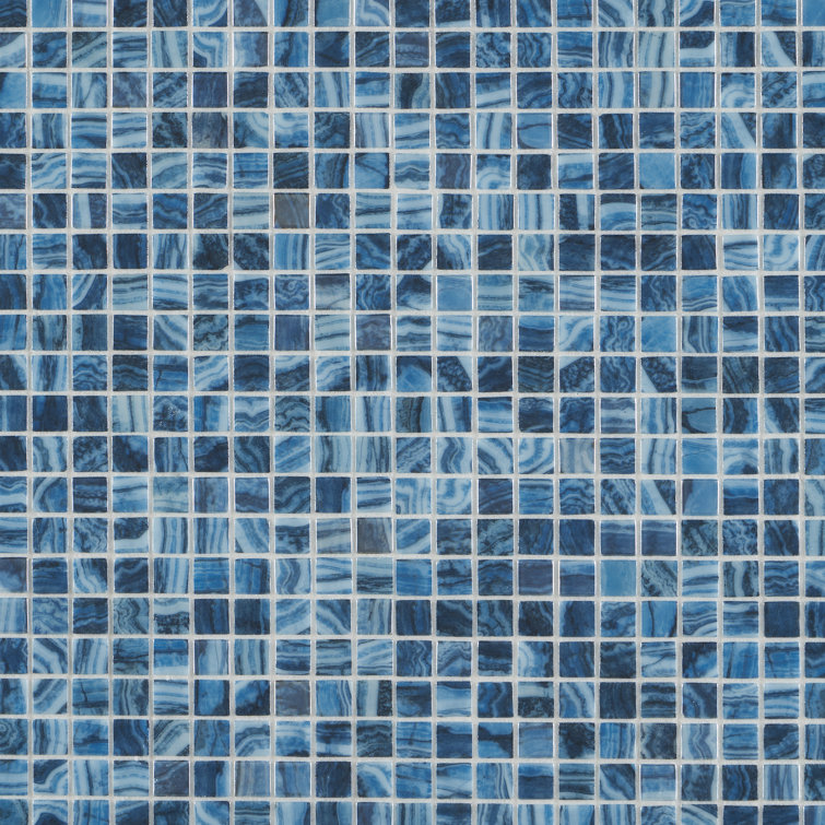 Whirlpool Blue Iridescent Glass Mosaic Tile