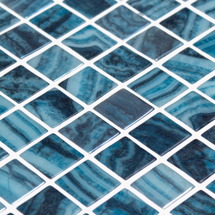 Whirlpool Blue Iridescent Glass Mosaic Tile