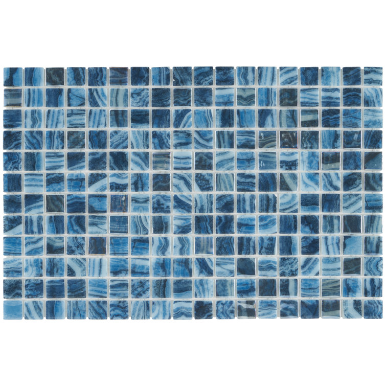 Whirlpool Blue Iridescent Glass Mosaic Tile