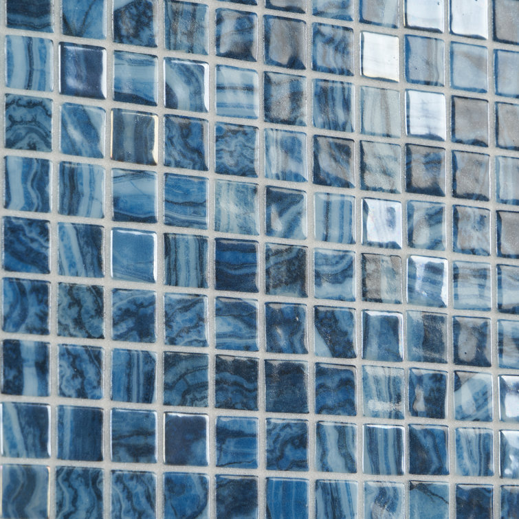 Whirlpool Blue Iridescent Glass Mosaic Tile