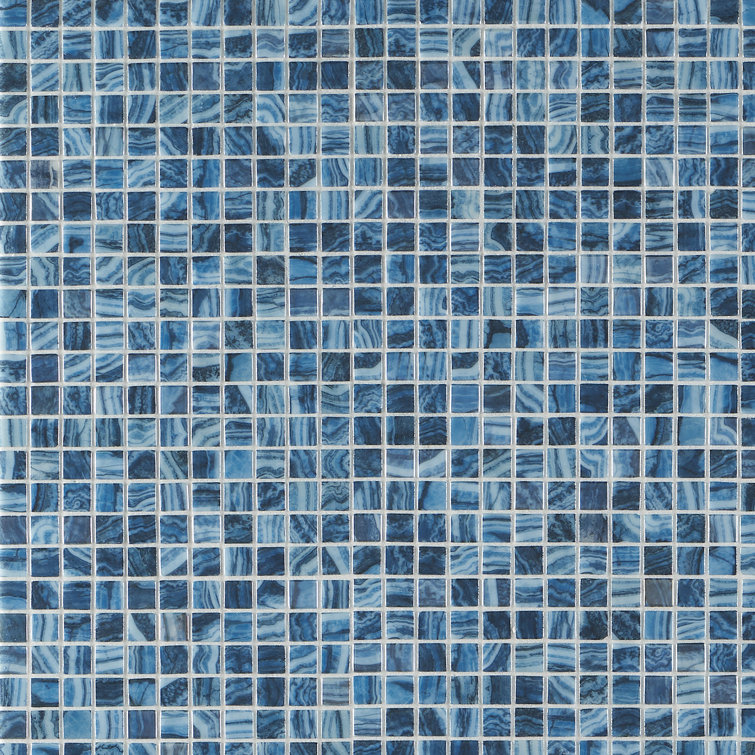 Whirlpool Blue Iridescent Glass Mosaic Tile