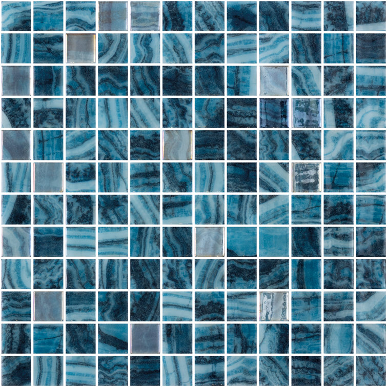 Whirlpool Blue Iridescent Glass Mosaic Tile