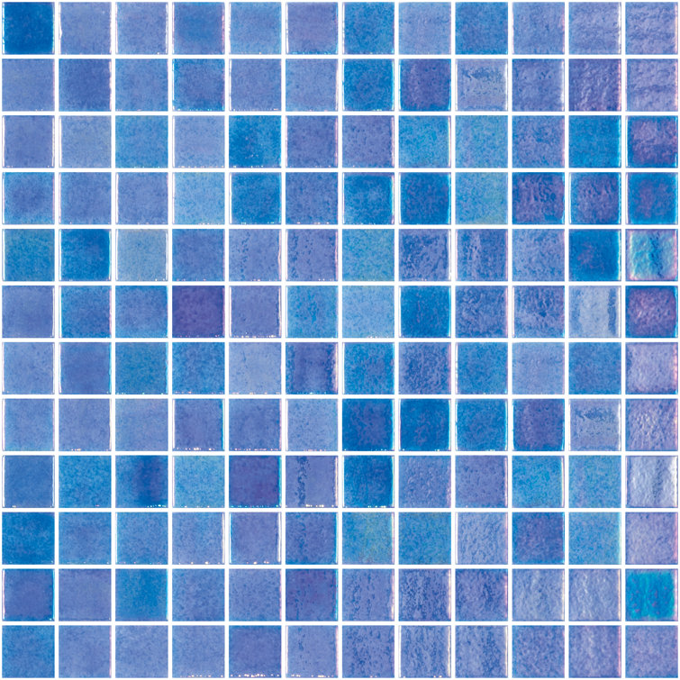 Whirlpool Blue Polished Glass Mosaic Tile 12" x 18"