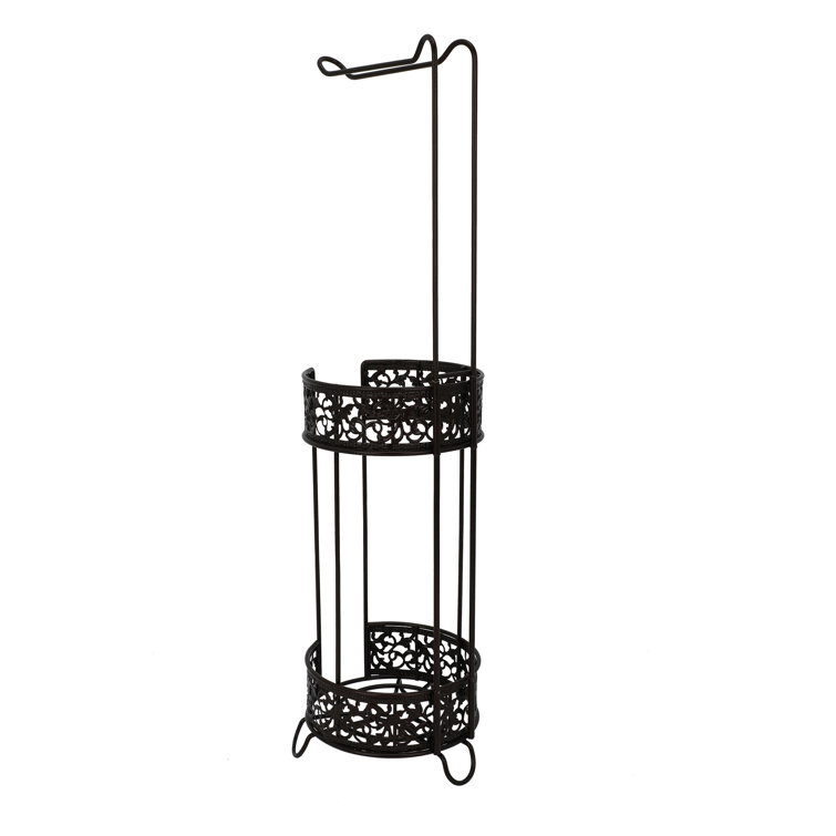 Vintage Bronze Free Standing Toilet Paper Holder with Chrome Finish