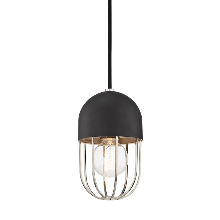 Elegant Polished Nickel & Black Steel Pendant Light