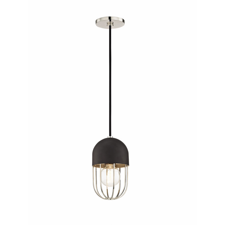 Elegant Polished Nickel & Black Steel Pendant Light