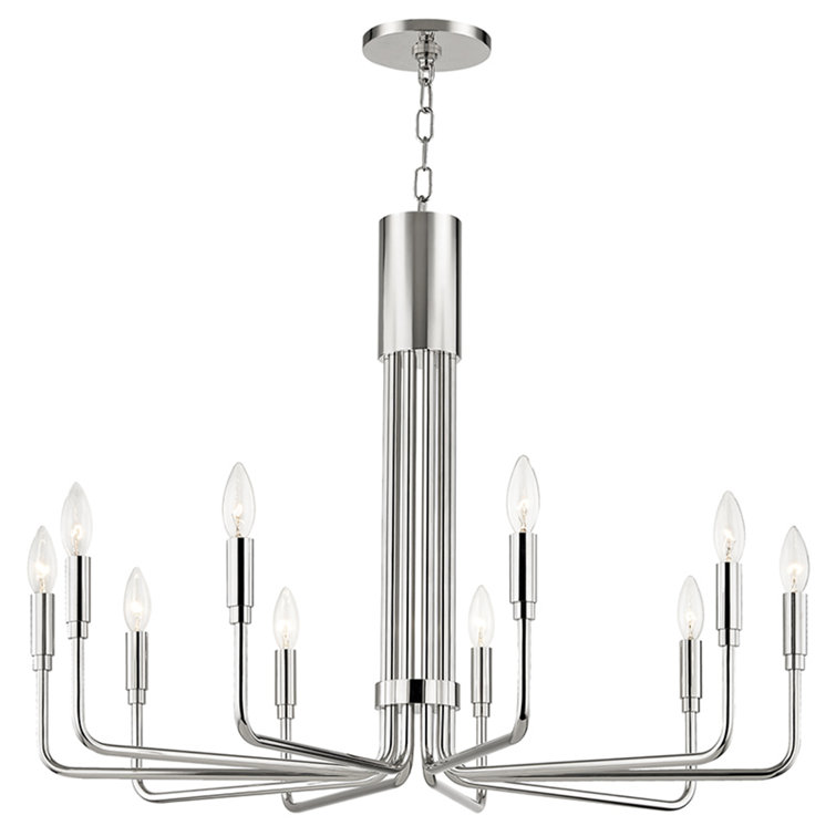 Polished Nickel 10-Light Candle Chandelier