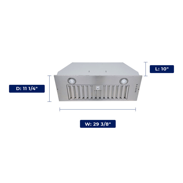 Hauslane 30" Stainless Steel Convertible Insert Range Hood with Charcoal Filter