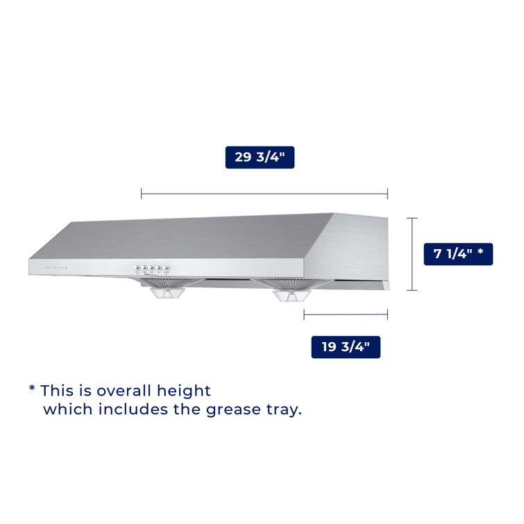 Hauslane 30" Stainless Steel Under Cabinet Range Hood with Charcoal Filter