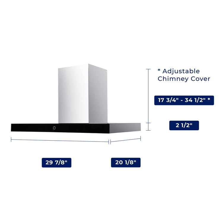 30" Stainless Steel Convertible Wall Mounted Range Hood