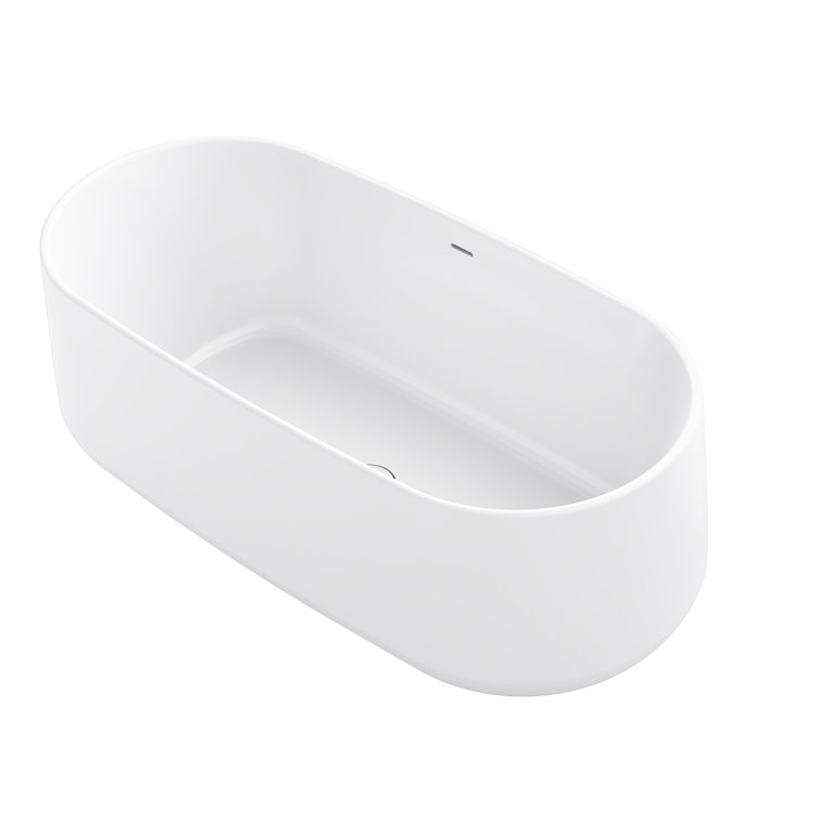 Ceric 65-Inch White Acrylic Freestanding Oval Soaking Tub