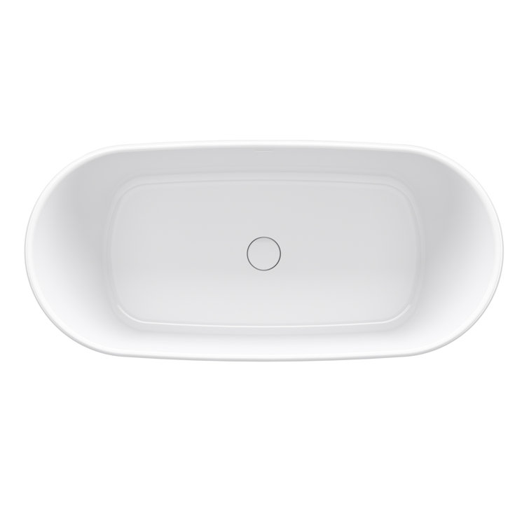 Ceric 65-Inch White Acrylic Freestanding Oval Soaking Tub