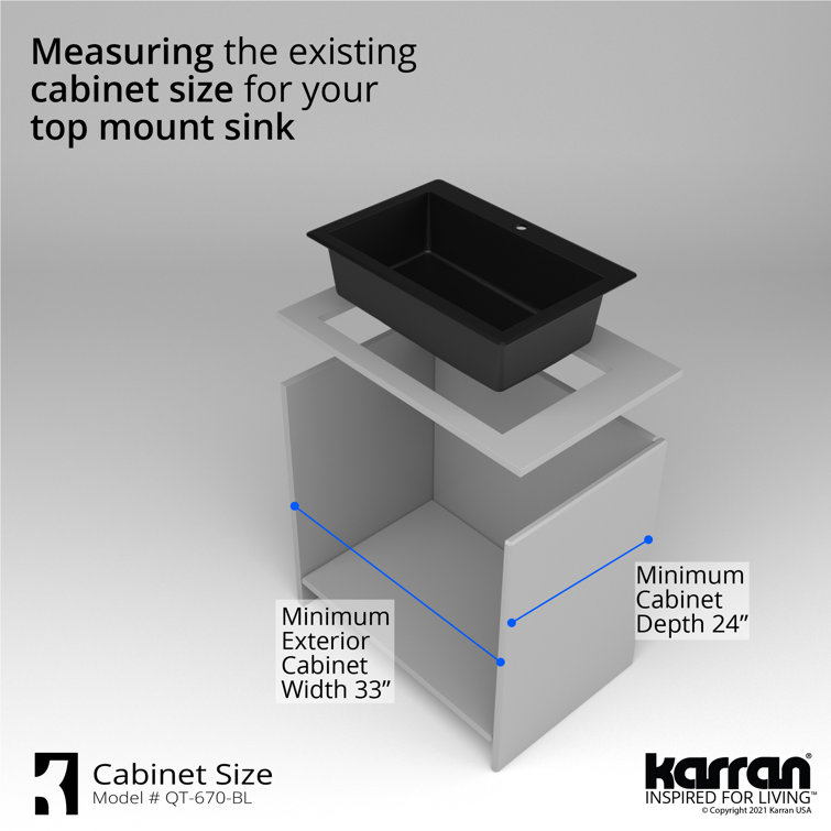 Black Quartz Composite Top Mount Single Bowl Kitchen Sink