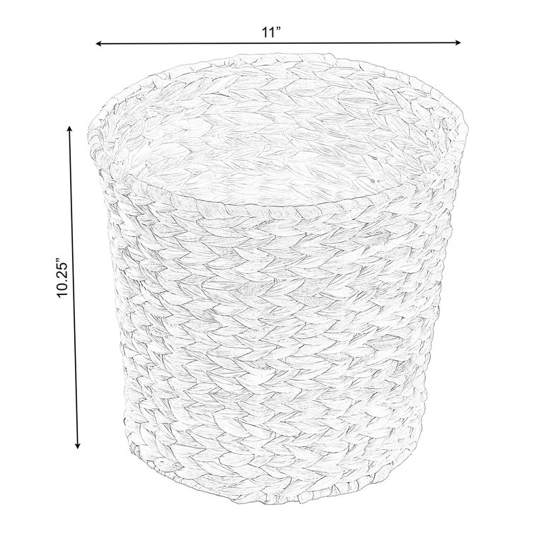 Eco-Friendly Natural Water Hyacinth 11" Handwoven Waste Basket