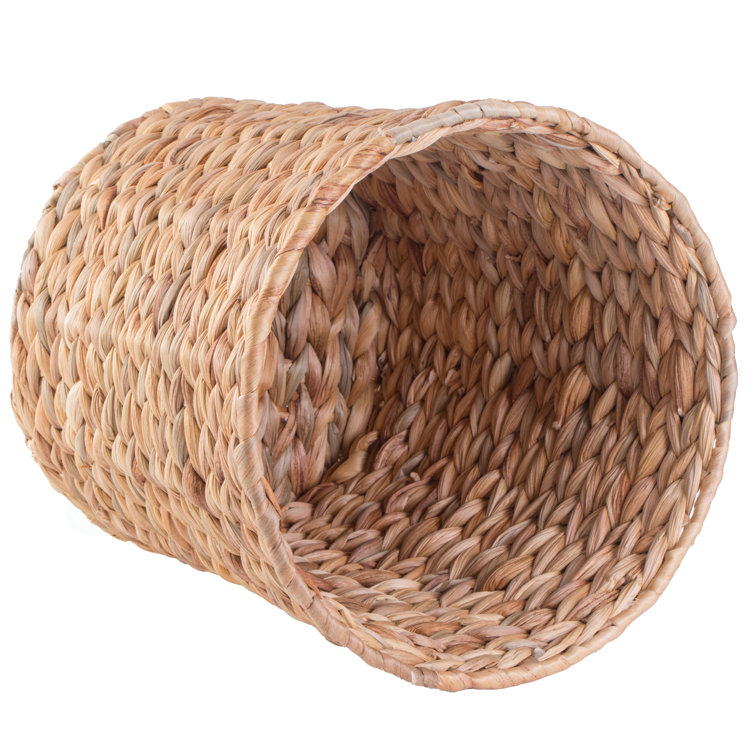 Eco-Friendly Natural Water Hyacinth 11" Handwoven Waste Basket