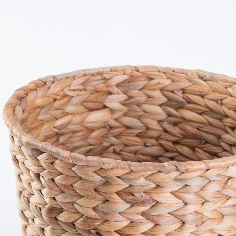 Eco-Friendly Natural Water Hyacinth 11" Handwoven Waste Basket
